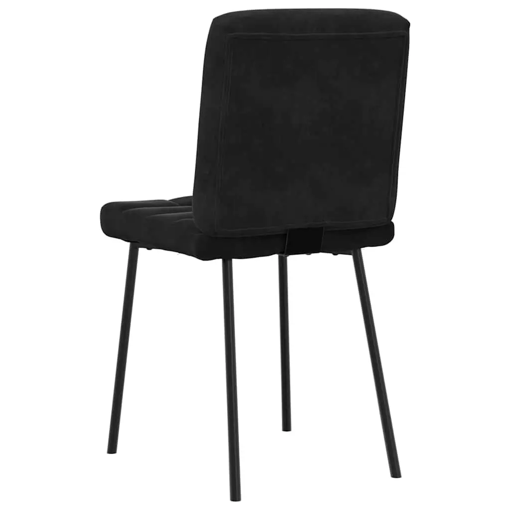 Dining Chairs Velvet Black 2 Piece Kitchen Seating Furniture Metal Frame