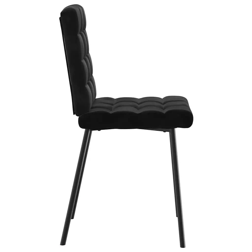 Dining Chairs Velvet Black 2 Piece Kitchen Seating Furniture Metal Frame