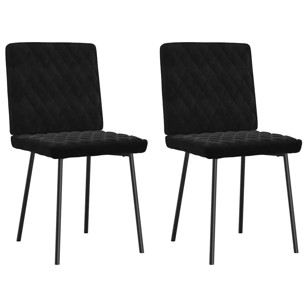 Dining Chairs 2 pcs Black Velvet Kitchen Room Seating