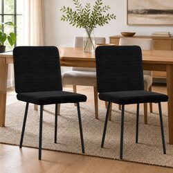 Dining Chairs Set of 2 Black Velvet Kitchen Room Furniture Foam Padded Seat