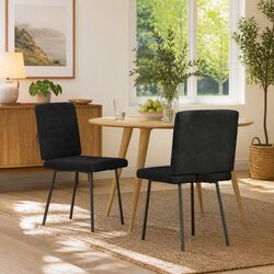 Dining Chairs 2 pcs Black Velvet Kitchen Room Seating Furniture Set