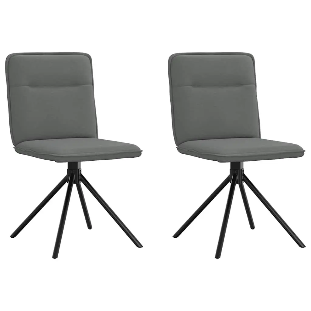 Dining Chairs 2 pcs Grey Fabric Swivel Ergonomic Kitchen Room Seating