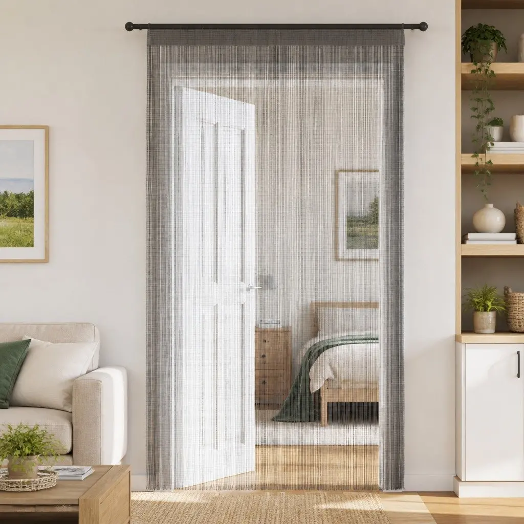 String Curtains Door Window Room Divider 140x250 cm Anthracite 2 pcs