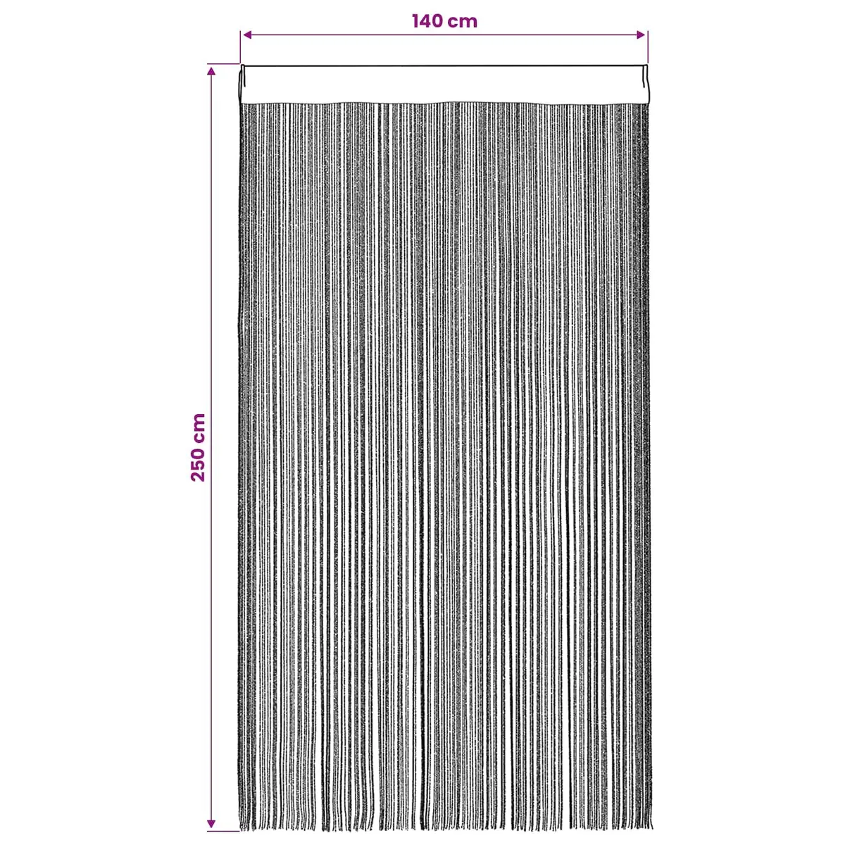 String Curtains Door Window Room Divider 140x250 cm Anthracite 2 pcs