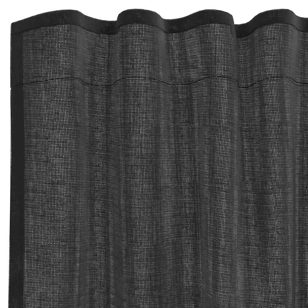 Voile Curtains Black Sheer Window Panels 2 Piece Rod Pocket Drapes