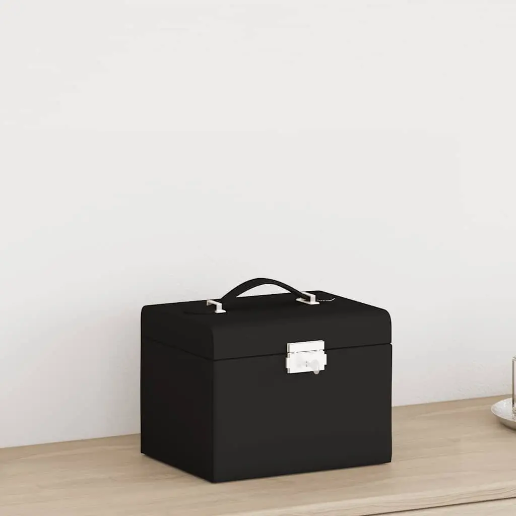 Jewellery Box 4-Layer Organiser with Mirror Black