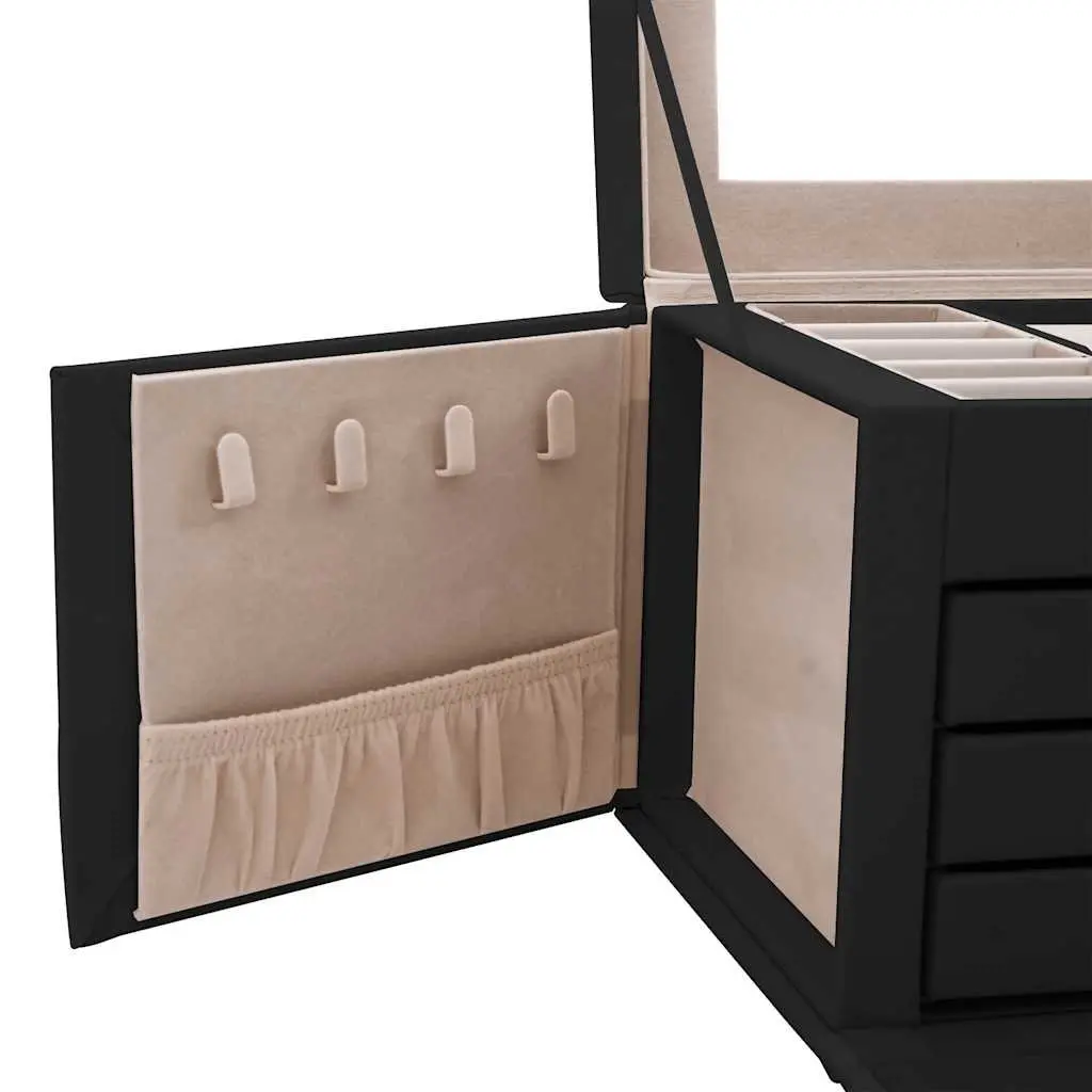 Jewellery Box 4-Layer Organiser with Mirror Black