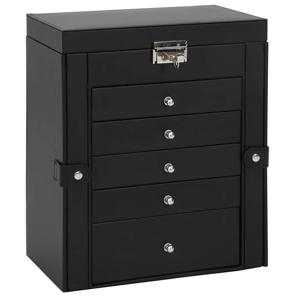 Jewellery Box 6-Layer Black Organiser Storage Case with Mirror
