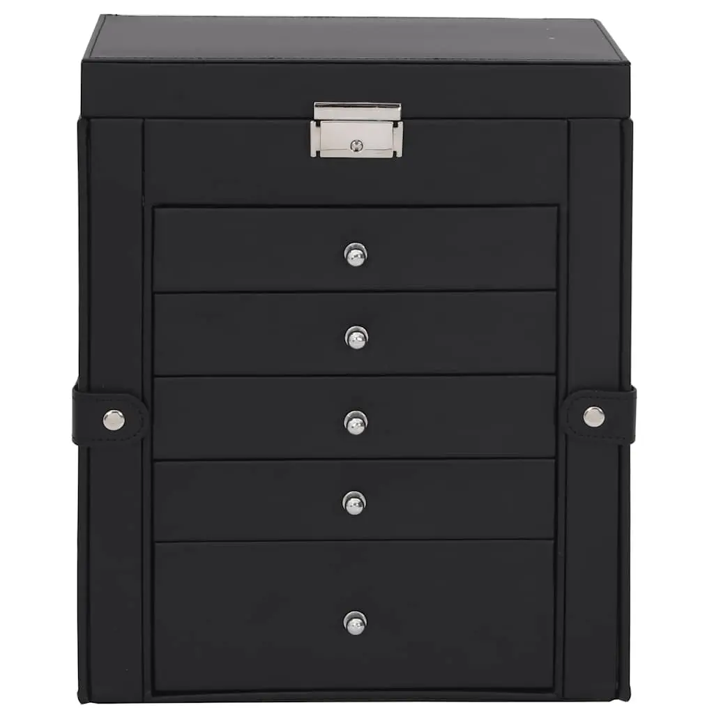 Jewellery Box 6-Layer Black Organiser Storage Case with Mirror
