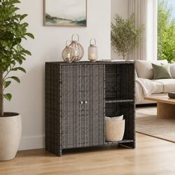 Reliable Storage Cabinet in Grey Rattan Construction