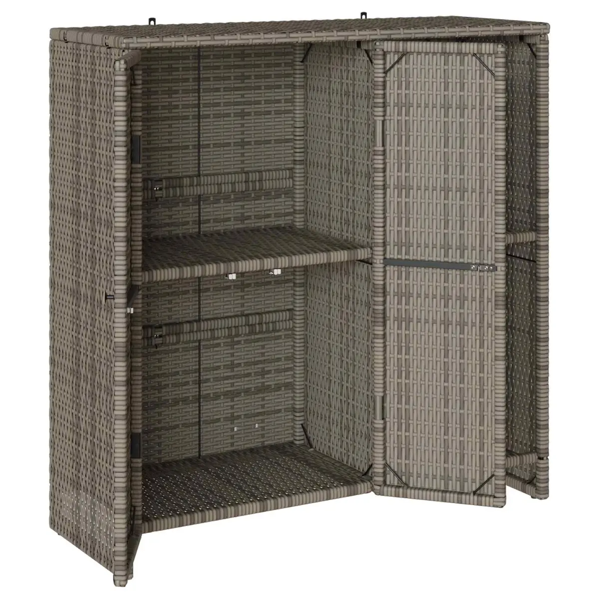 Storage Cabinet Grey Rattan Rectangular Shelf Living Room Furniture 100x36x102cm