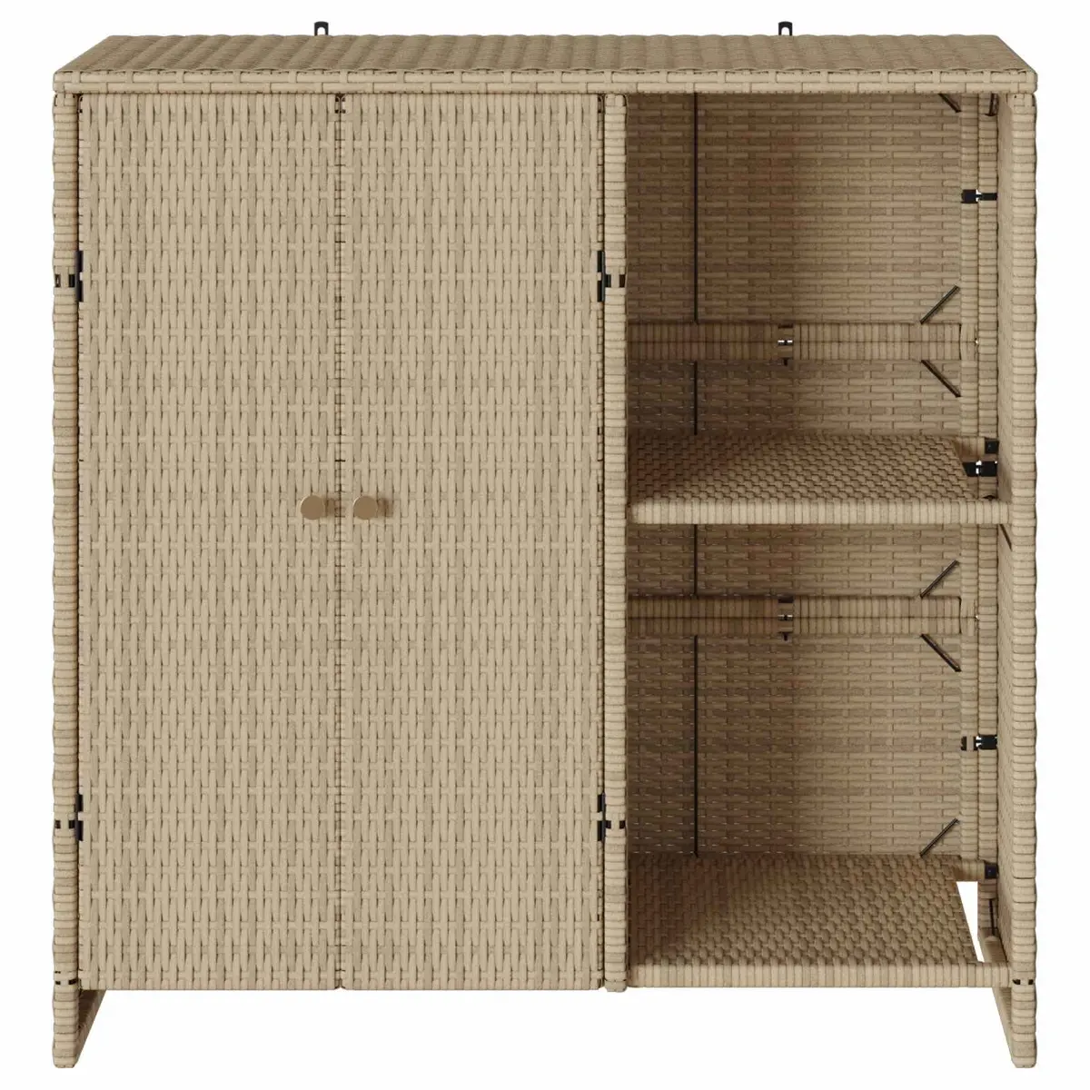 Storage Cabinet Rattan Beige Rectangular Living Room Furniture 100 x 36 x 102 cm