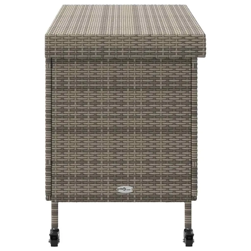 Garden Storage Box Grey Outdoor Furniture 110 x 55 x 73 cm Poly Rattan with Wheels