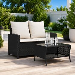 Comfortable 2-Seater Outdoor Sofa Set with Coffee Table