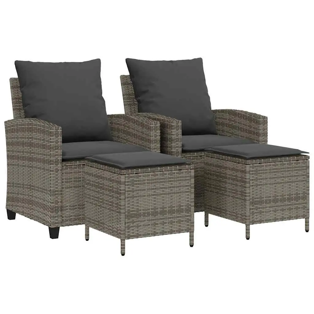 Garden Sofa Set 4 Piece Grey Poly Rattan Cushions Outdoor Patio Seating