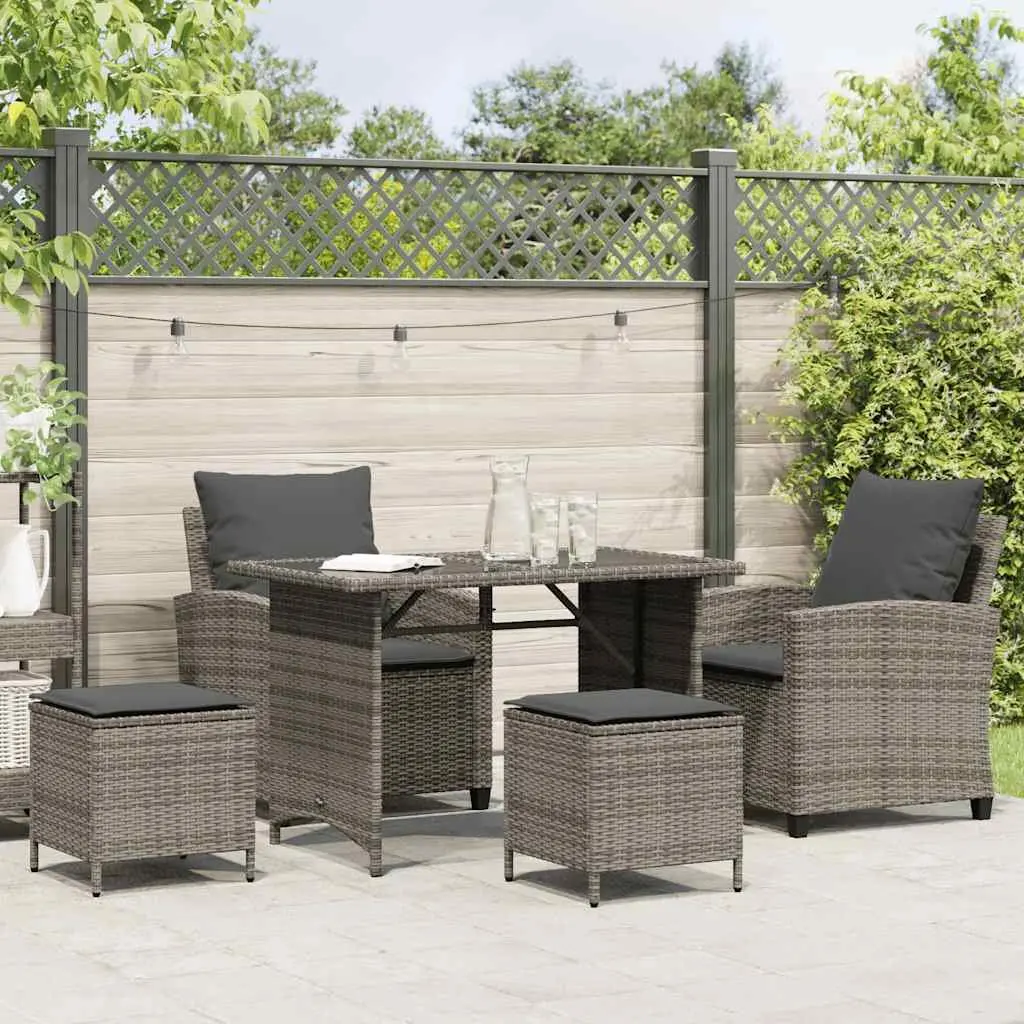 Garden Sofa Set 4 Piece Grey Poly Rattan Cushions Outdoor Patio Seating