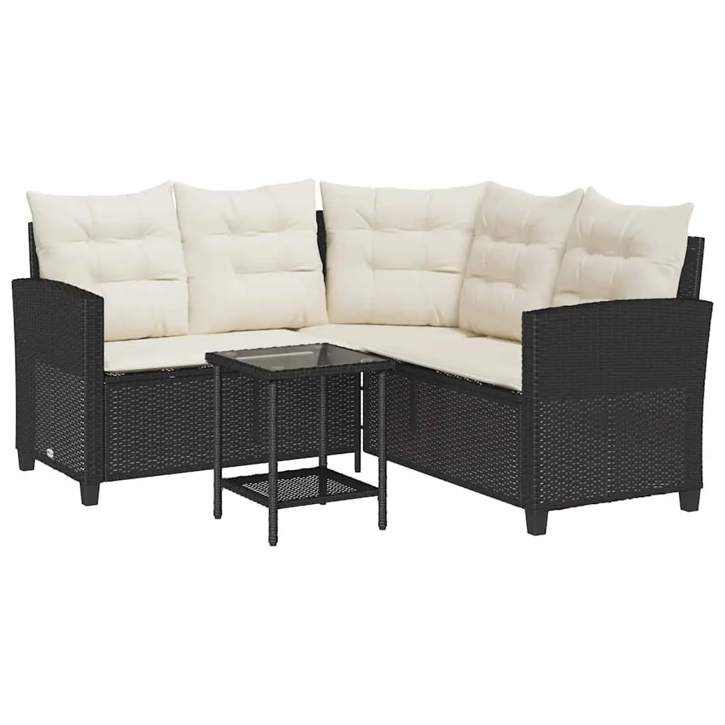 L-Shaped Garden Sofa Set with Coffee Table and Cushions Outdoor Patio Furniture