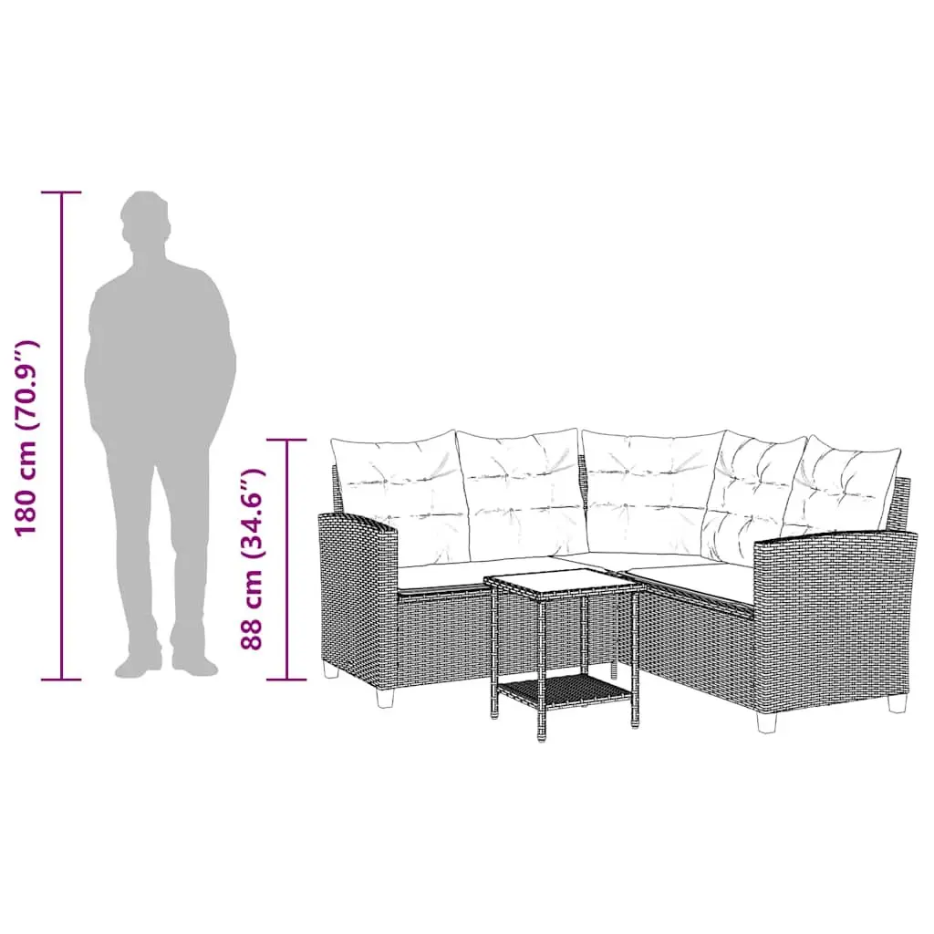L-Shaped Garden Sofa with Table for Relaxation