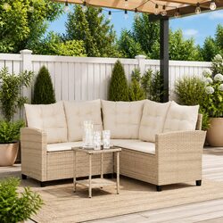 Comfortable L-Shaped Outdoor Sofa with Integrated Table