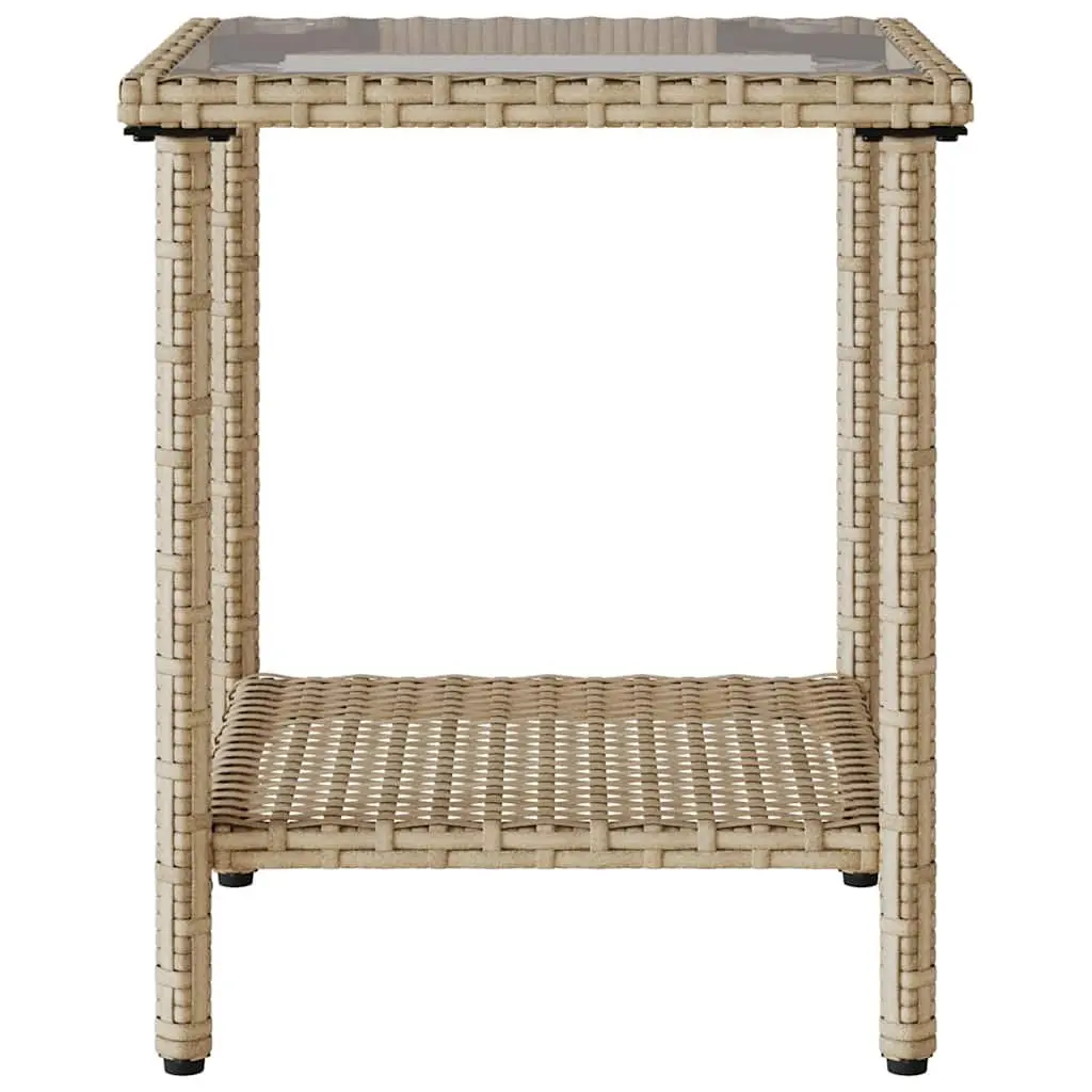 L Shaped Garden Sofa Set with Cushions and Table Beige Poly Rattan Outdoor Furniture