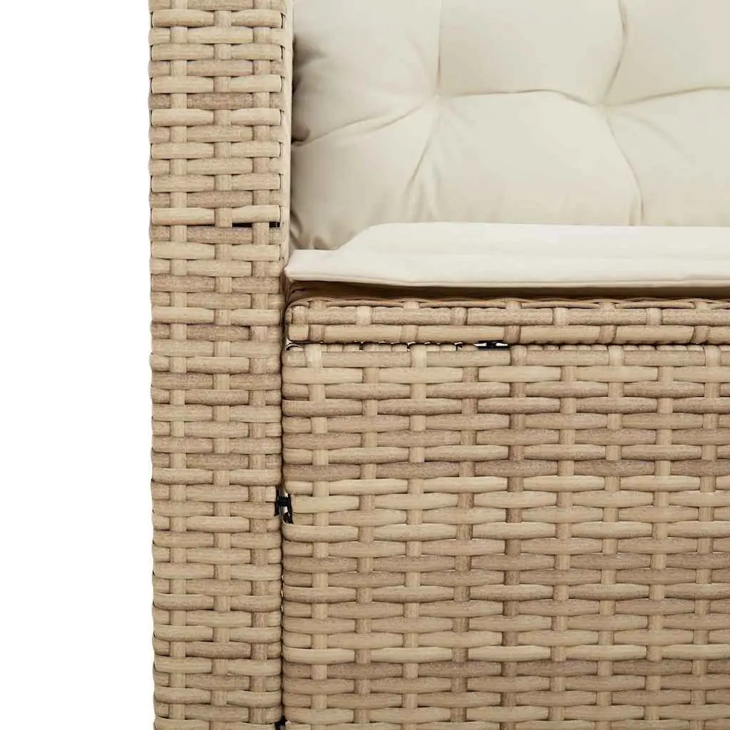 L Shaped Garden Sofa Set with Cushions and Table Beige Poly Rattan Outdoor Furniture