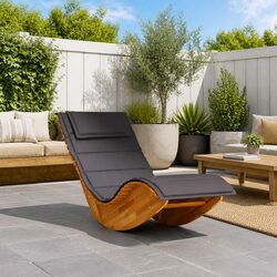 Sun Lounger Rocking Chair Solid Wood Garden Patio Outdoor Furniture Relaxing