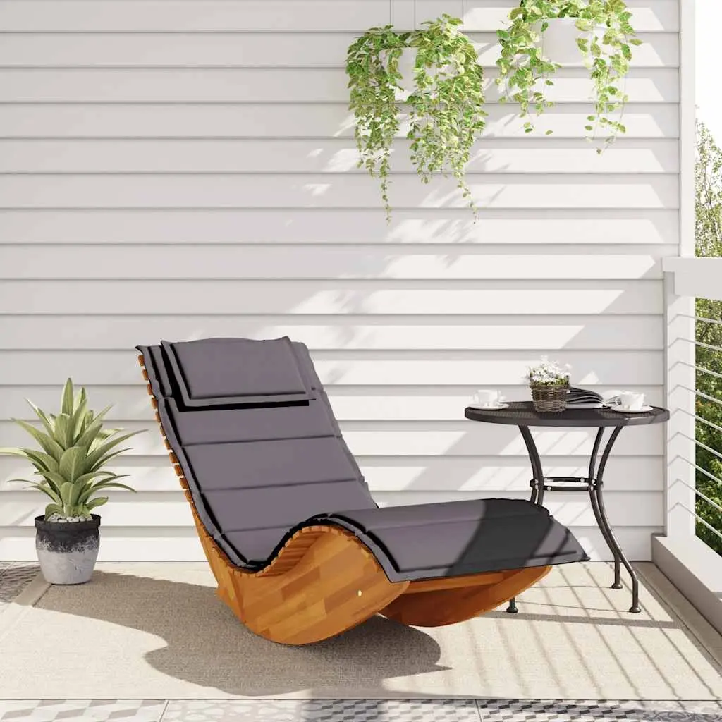 Sun Lounger Rocking Chair Solid Wood Outdoor Furniture Brown
