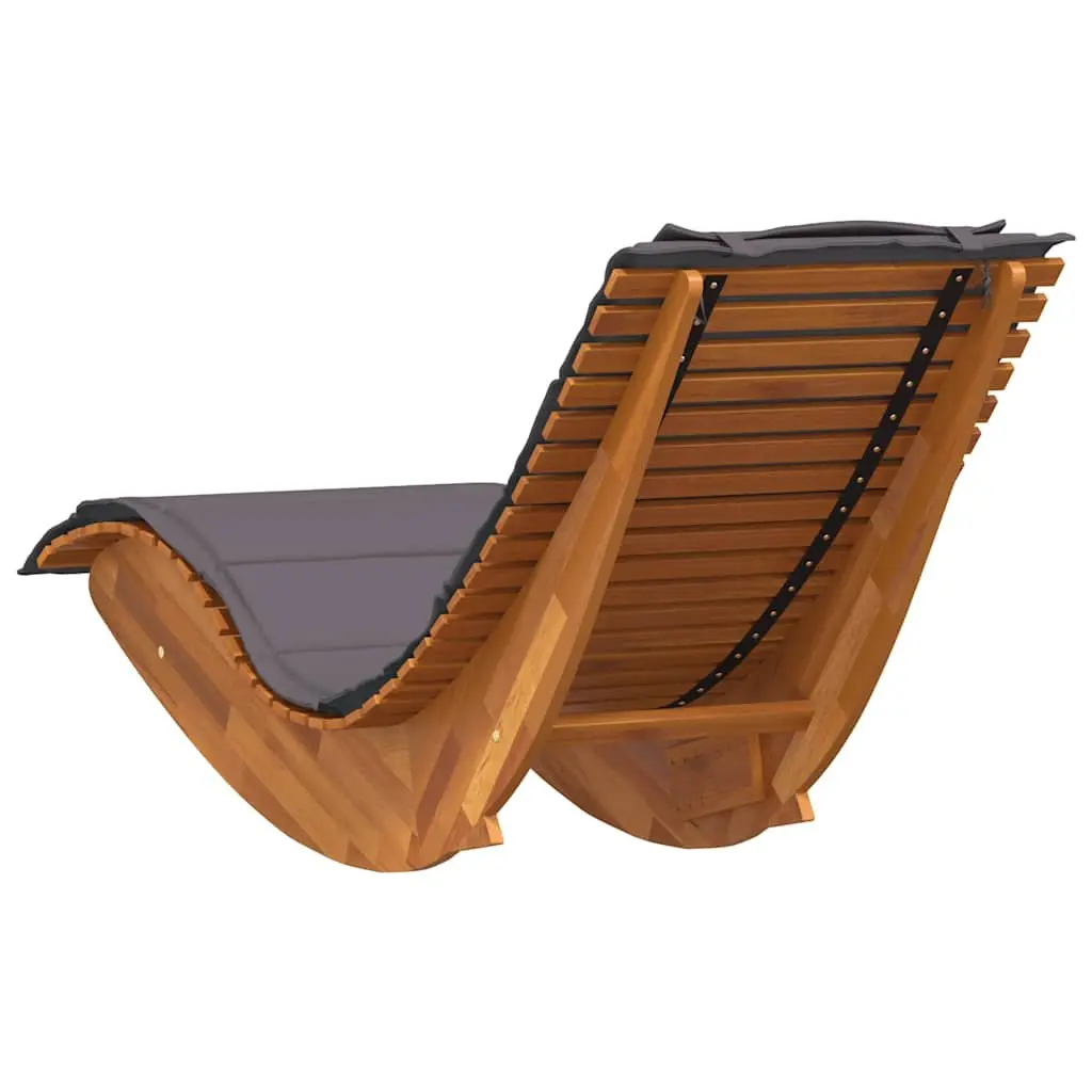 Sun Lounger Rocking Chair Solid Wood Outdoor Furniture Brown