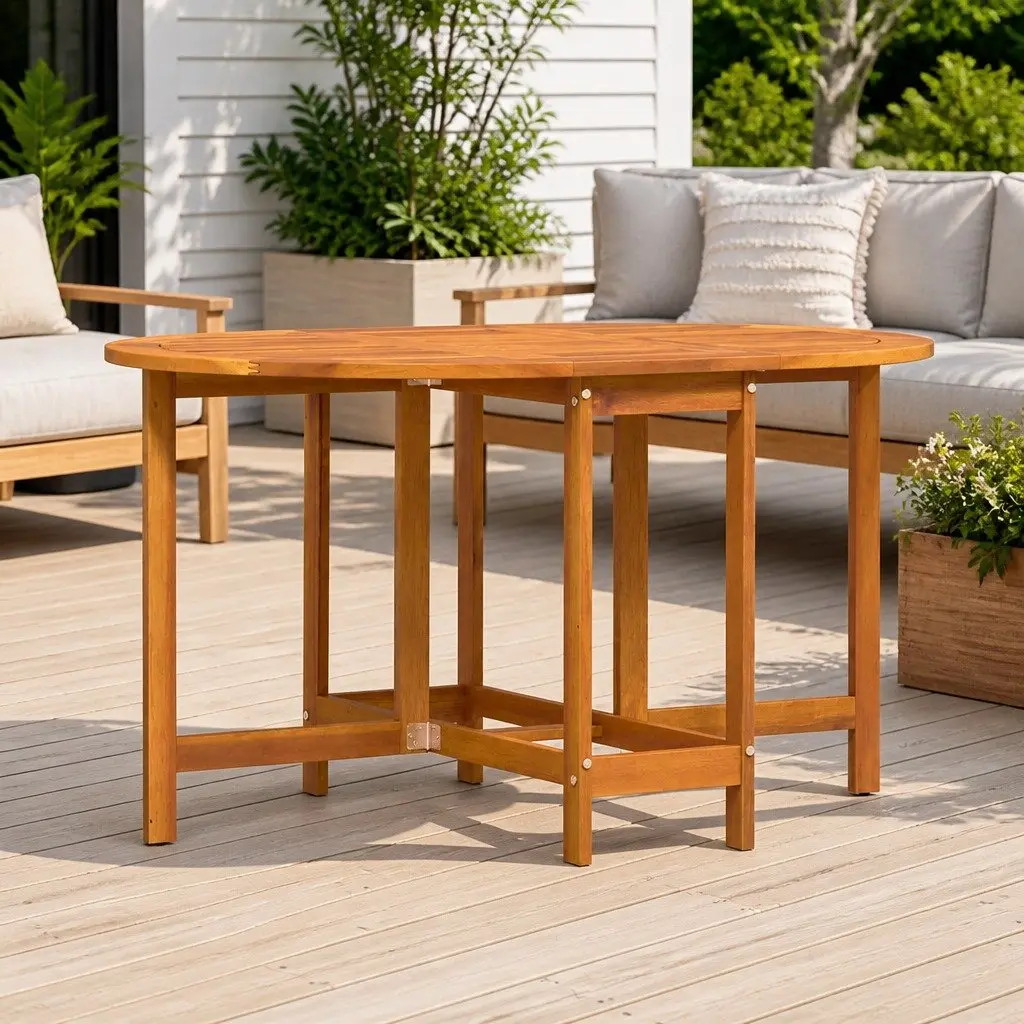 Folding Garden Table Outdoor Dining 110 x 60 x 72 cm Brown Acacia Wood