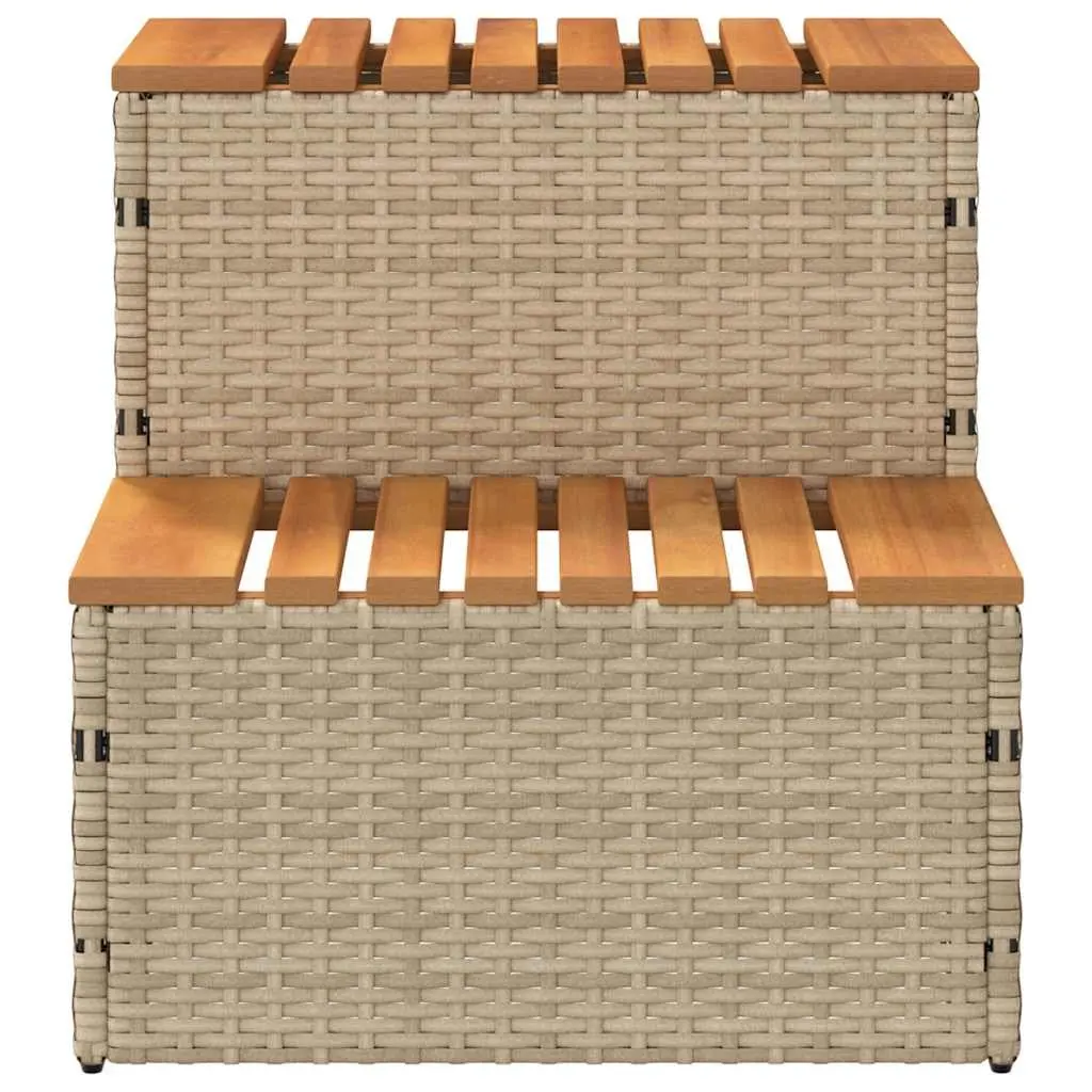 Hot Tub Step Beige 50x50x50.5cm Spa Rattan Wood Outdoor Pool Entry Stool