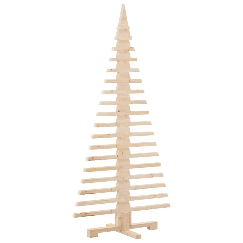 Wooden Christmas Tree Decoration 150cm Solid Pine Wood Brown Holiday Home Decor
