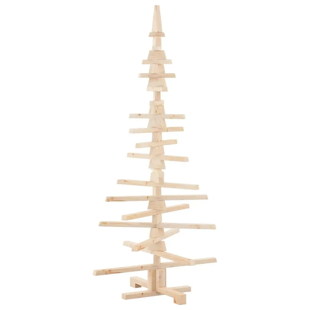 Wooden Christmas Tree Decoration 150cm Solid Pine Wood Brown Holiday Home Decor