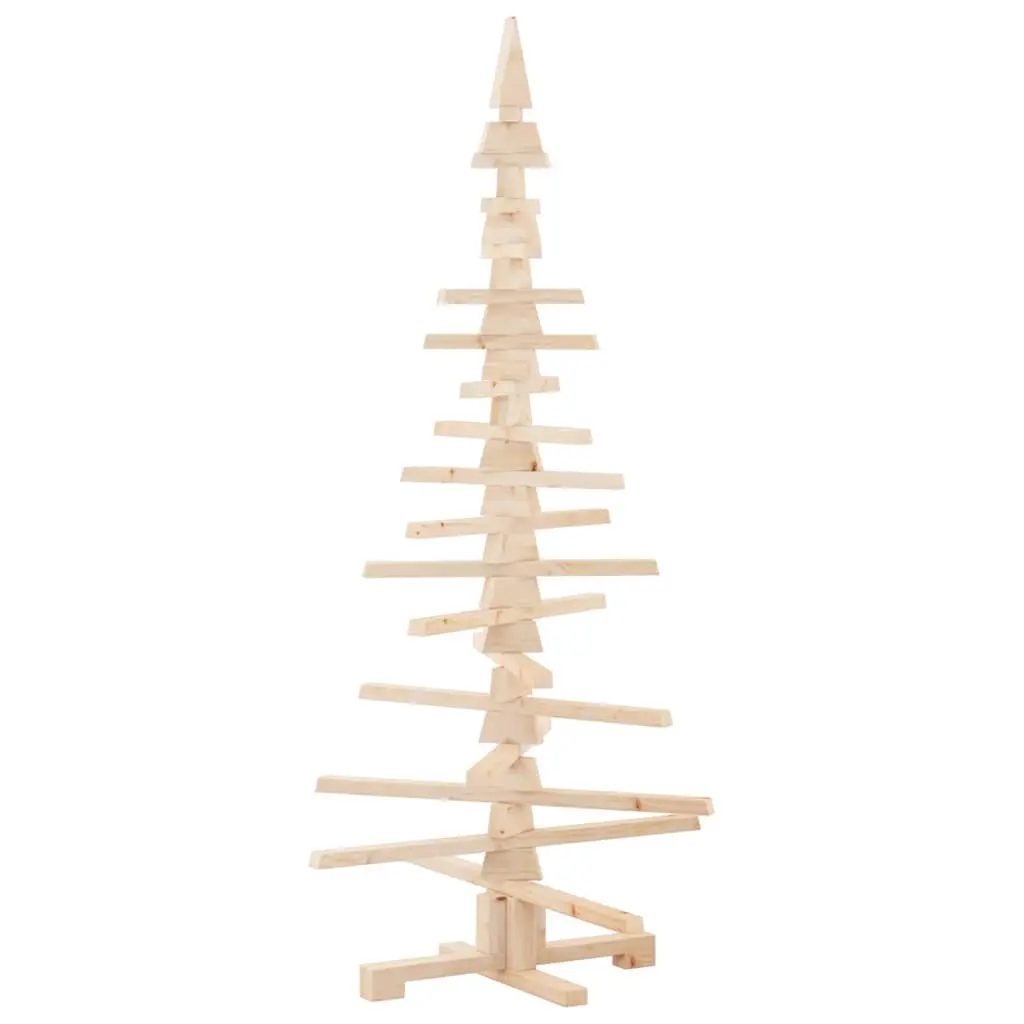 Wooden Christmas Tree Decoration 150cm Solid Pine Wood Brown Holiday Home Decor