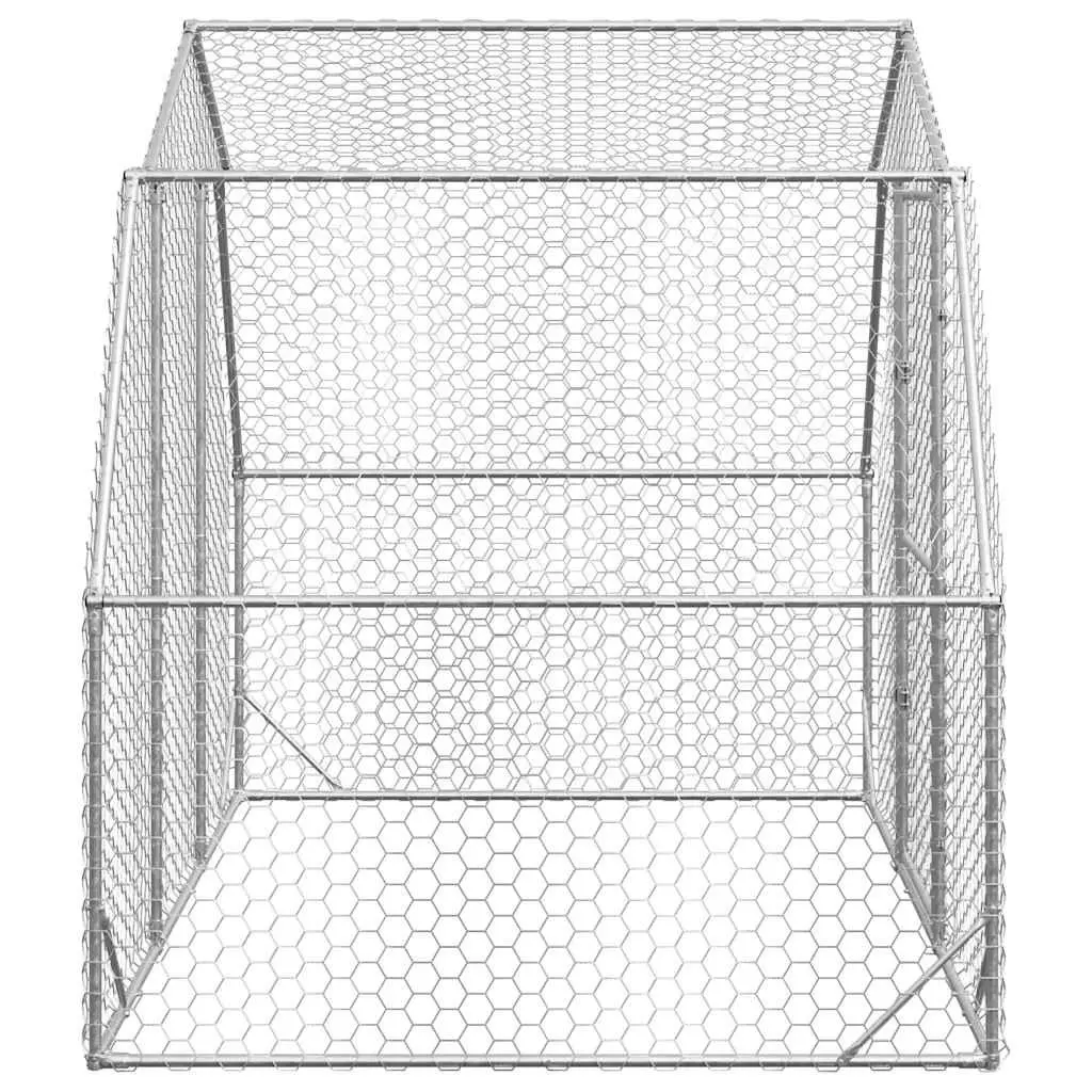 Walk-In Coop Enclosure for Chickens 2.5x2x2.25m Hexagonal Mesh Wire Silver