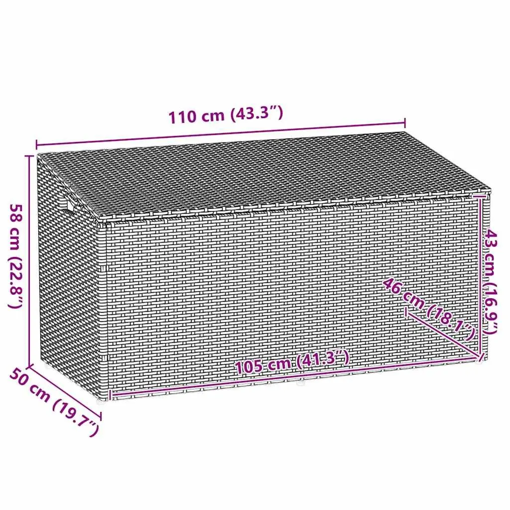 Garden Storage Box Outdoor Furniture Grey 110 x 50 x 58 cm Poly Rattan