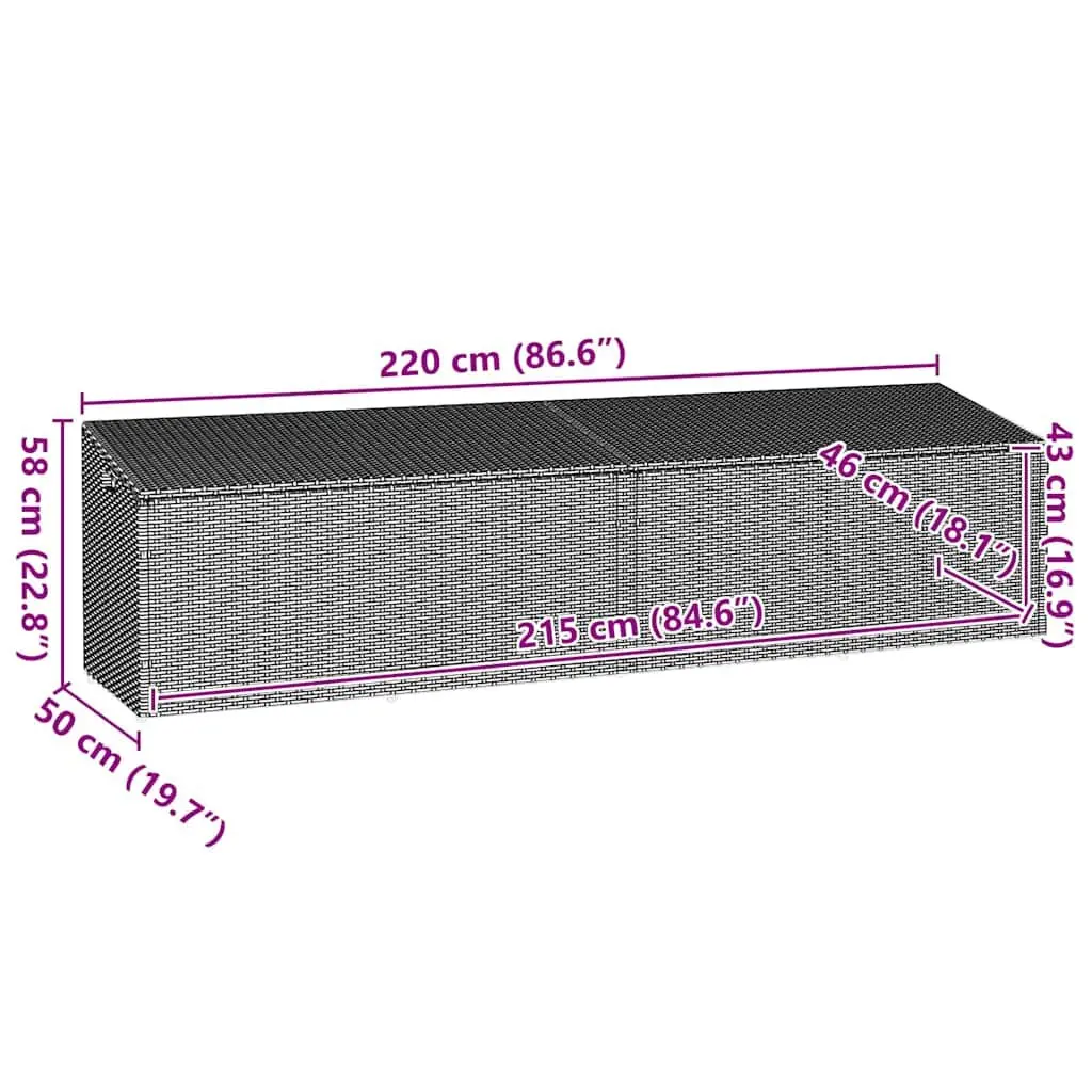 Garden Storage Box Grey Outdoor Furniture Poly Rattan Patio Deck Box