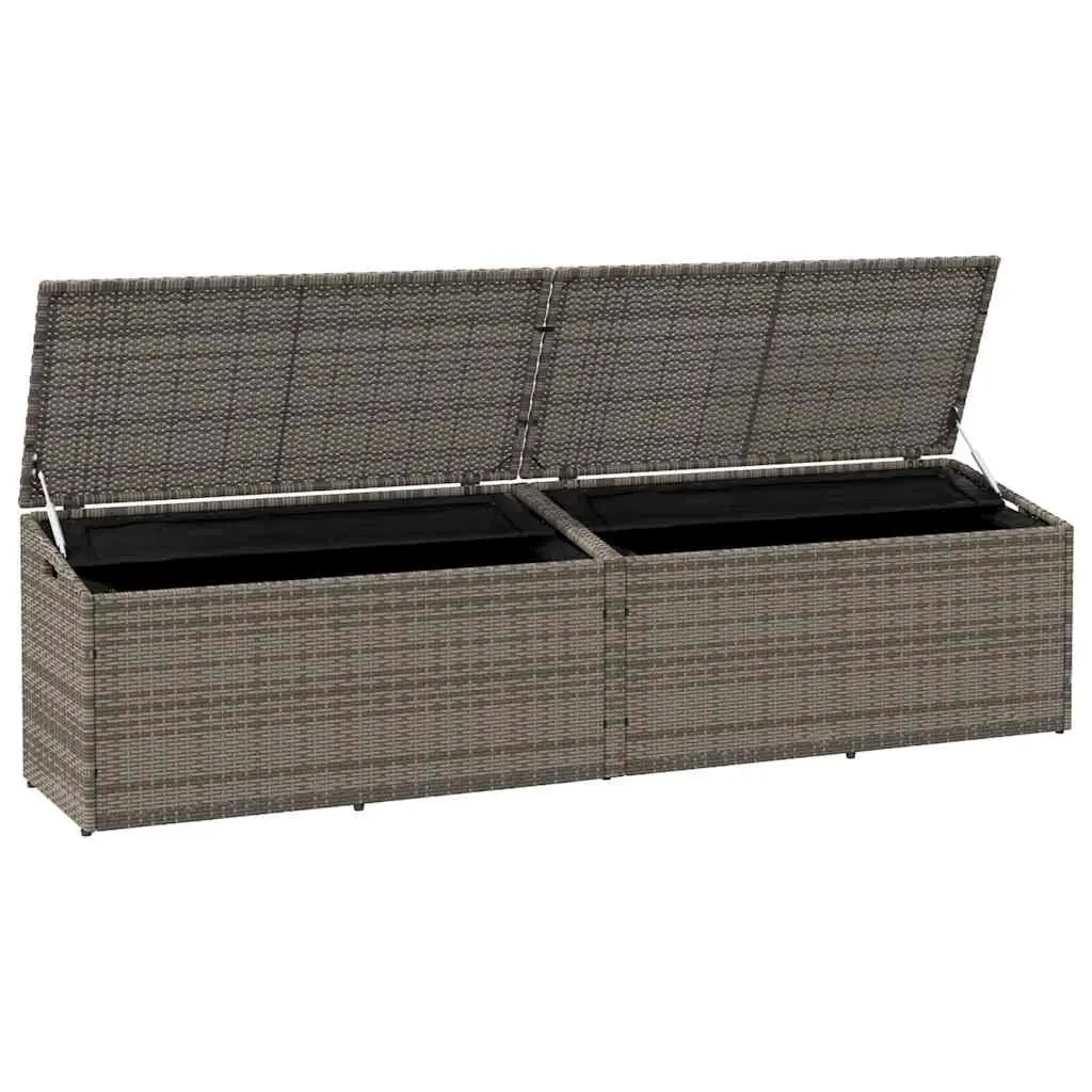 Garden Storage Box Grey Outdoor Furniture Poly Rattan Patio Deck Box