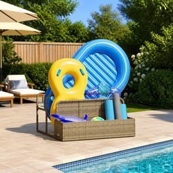 Practical Poolside Storage Basket in Beige Rattan Style