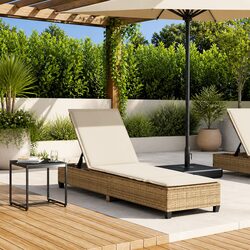 Durable Beige Sun Lounger: Comfortable and Practical for Outdoors