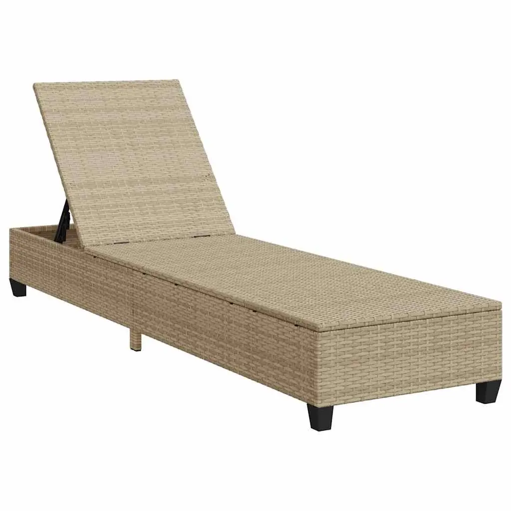 Sun Lounger Adjustable Backrest Outdoor Reclining Chair Beige