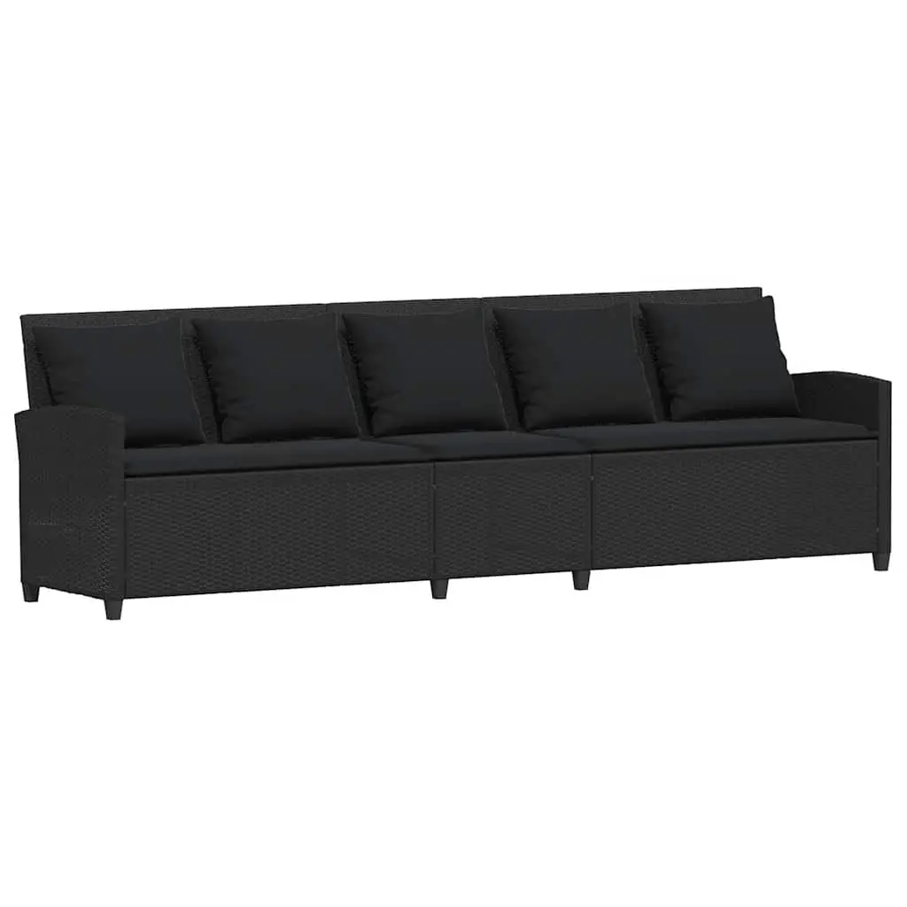 Garden Sofa 5-Seater Outdoor Lounge Set with Cushions Black Poly Rattan