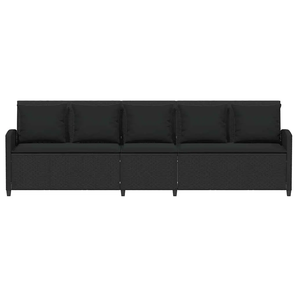 Garden Sofa 5-Seater Outdoor Lounge Set with Cushions Black Poly Rattan