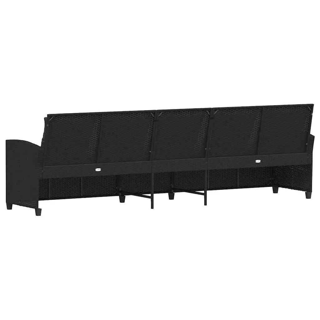 Garden Sofa 5-Seater Outdoor Lounge Set with Cushions Black Poly Rattan