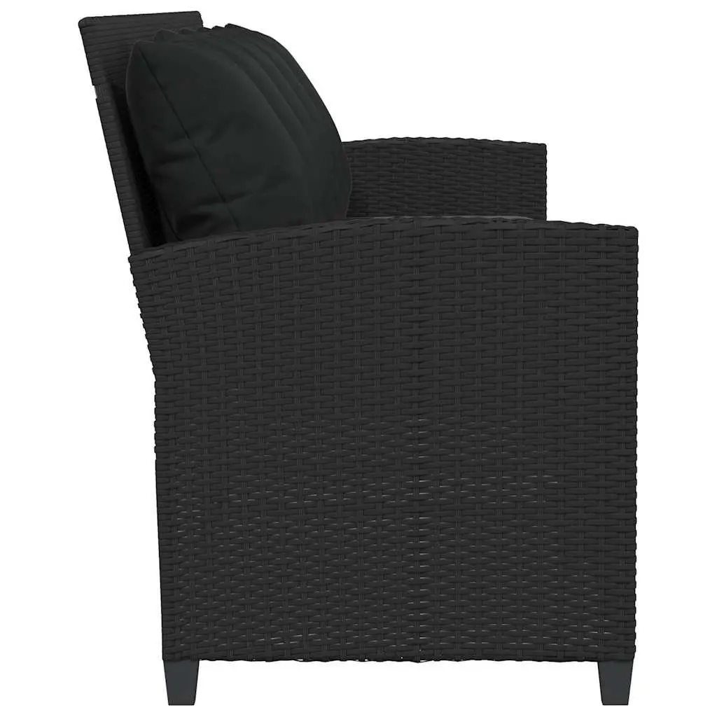 Garden Sofa 5-Seater Outdoor Lounge Set with Cushions Black Poly Rattan