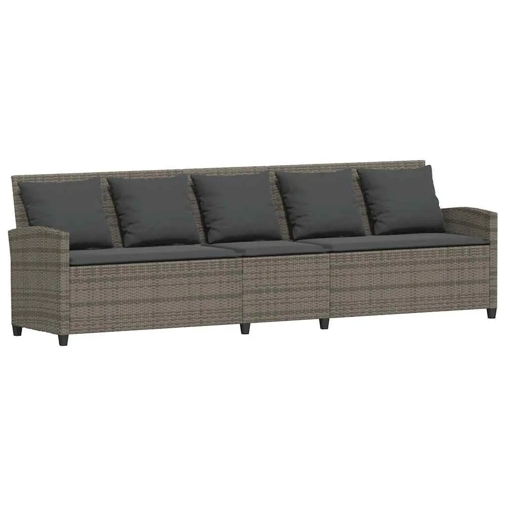 Garden Sofa 5-Seater Outdoor Relaxation Grey Rattan