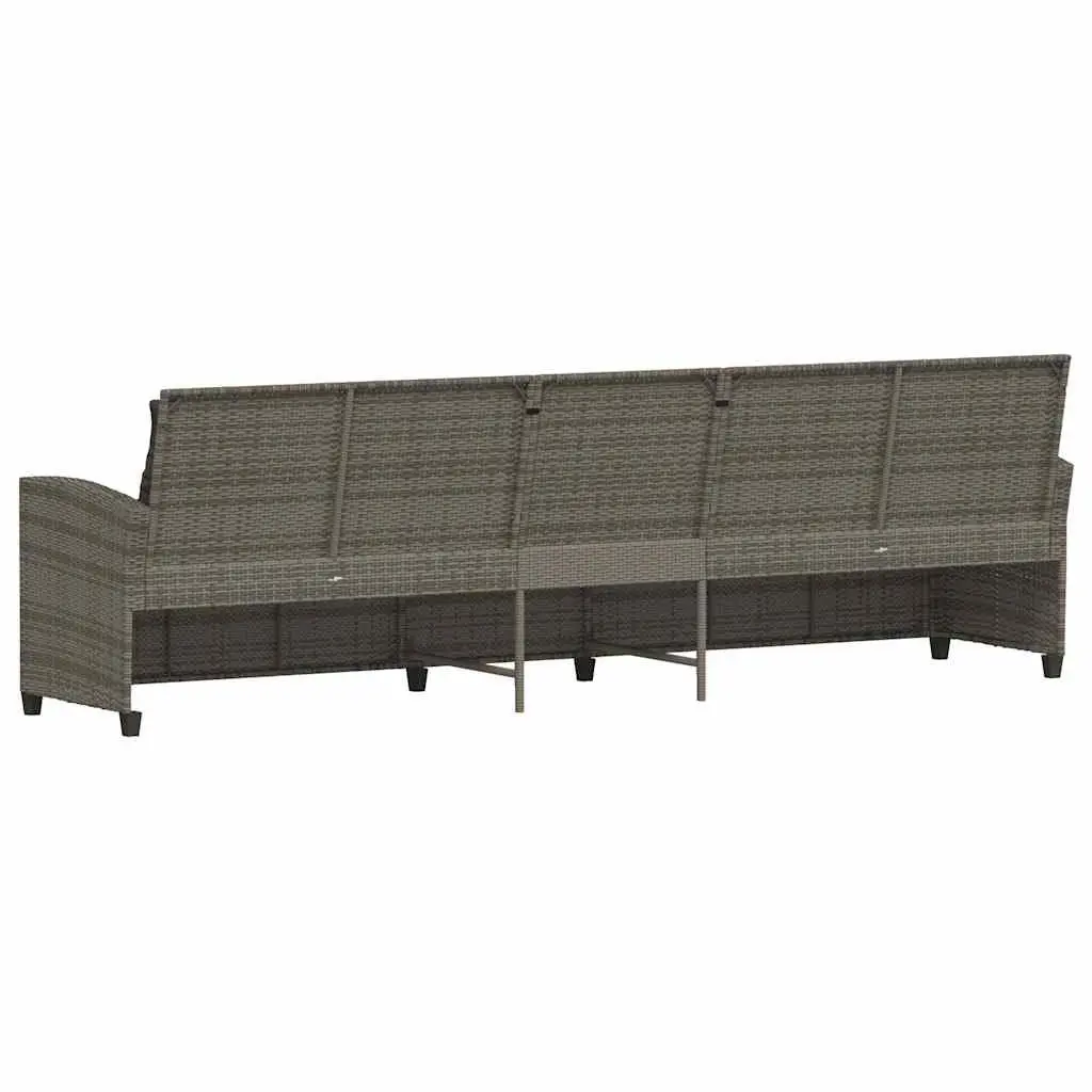 Garden Sofa 5-Seater Outdoor Relaxation Grey Rattan