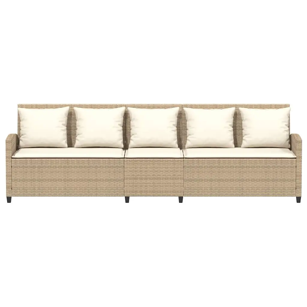 Garden Sofa 5-Seater Outdoor Patio Lounge Set Beige Poly Rattan