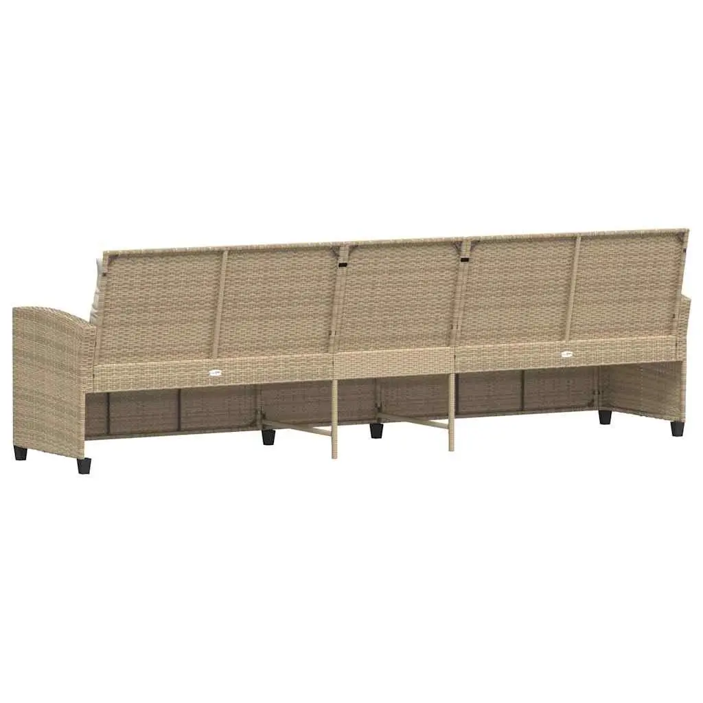 Garden Sofa 5-Seater Outdoor Patio Lounge Set Beige Poly Rattan