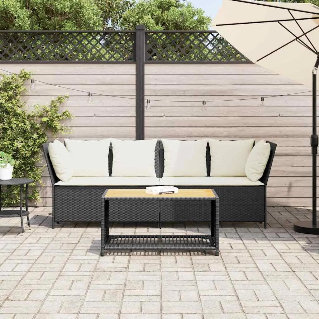 Outdoor Garden Sofa Modular Seating Black PE Rattan with Cushions