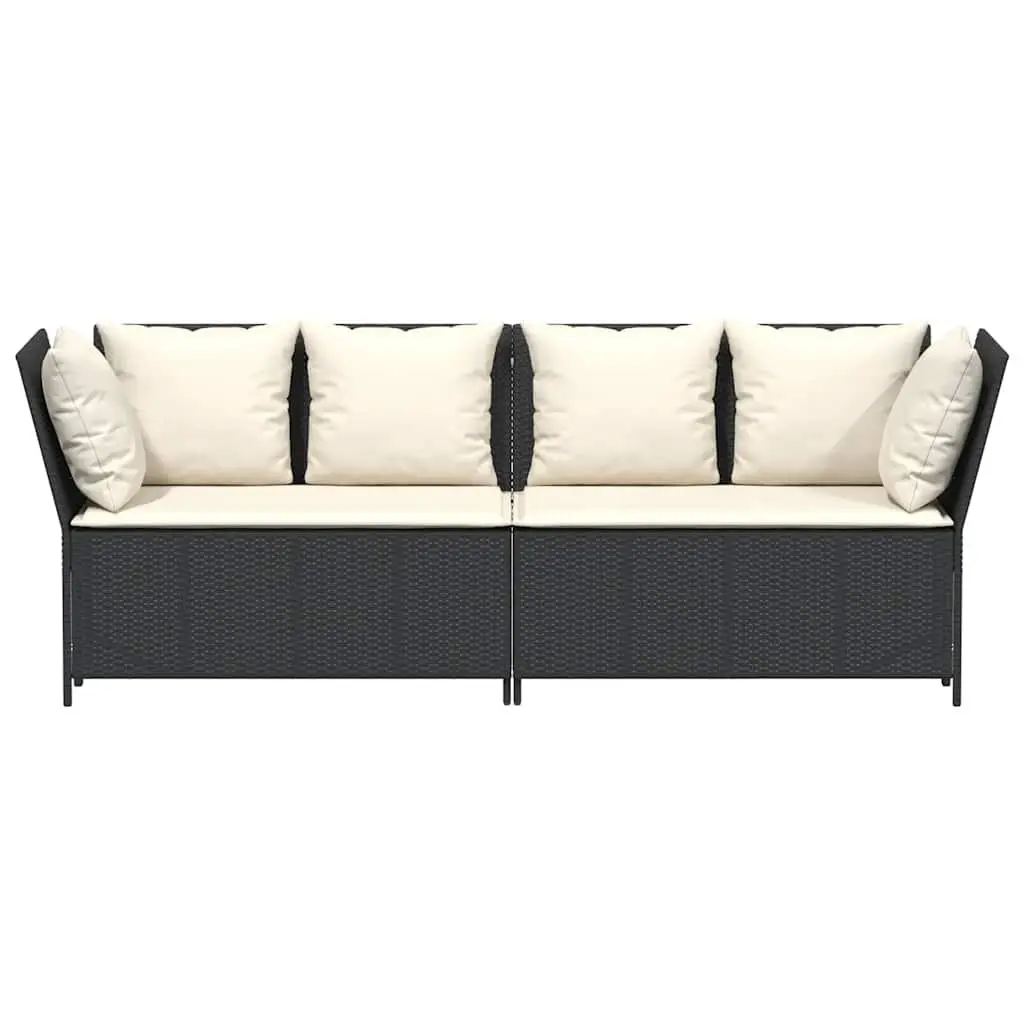 Outdoor Garden Sofa Modular Seating Black PE Rattan with Cushions